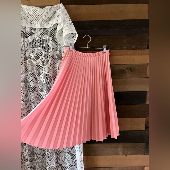 Vintage 60s Sarah K Baby Pink Pleated Midi Skirt Size Vintage 10 - Picture 7 of 9